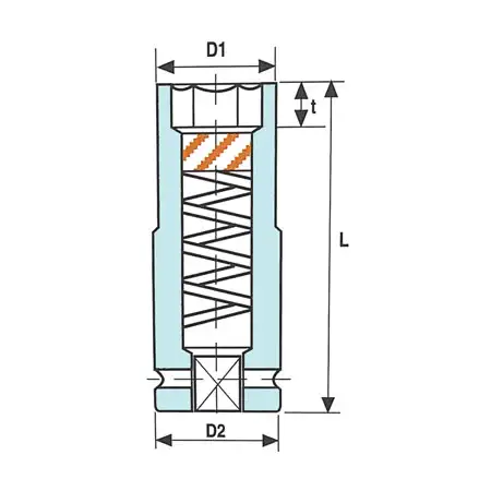 3 8 inch 6 point magnetic deep impact socket helf section