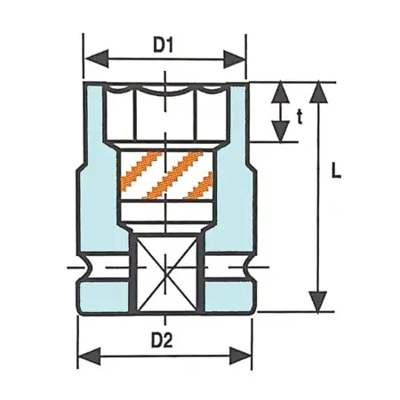 3 8 inch 6 point magnetic regular impact socket half section