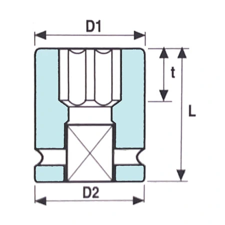 1 2 inch impact sockets for female torx fastener half section 1