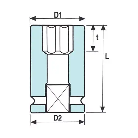 1 2 inch surface drive long impact sockets half section