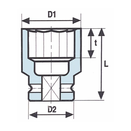 1 inch 8 point long length impact socket half section