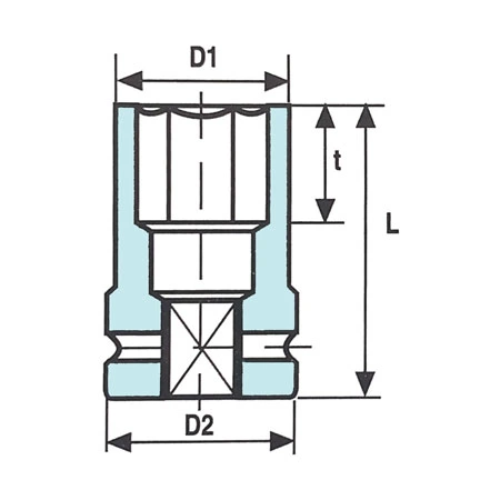 3 4 inch 6 point thin wall impact socket standard length half section